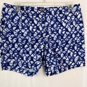 New Talbots Relaxed Chino Short 12P Blue Shibori Tie Dye Excellent